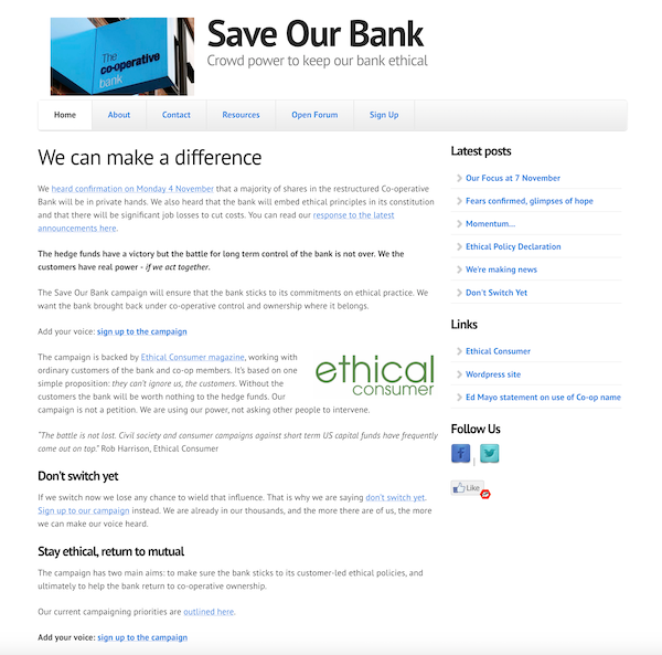 Early Save Our Bank website